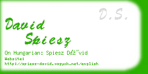 david spiesz business card